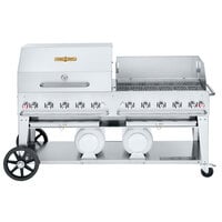 Crown Verity CV-CCB-72RWP Liquid Propane 72" Club Grill with 2 Horizontal Propane Tanks and RWP Roll Dome / Wind Guard Package