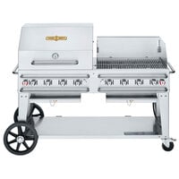 Crown Verity CV-RCB-60RWP-SI50/100 Liquid Propane 60" Pro Series Outdoor Rental Grill with Single Gas Connection, 50-100 lb. Tank Capacity, and RWP Roll Dome / Wind Guard Package