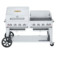 Crown Verity CV-MCB-60RWP-LP Liquid Propane 60" Mobile Outdoor Grill with RWP Roll Dome, Wind Guard, and Bun Rack