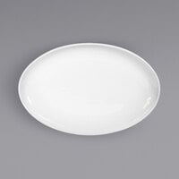 Front of the House DOS035WHP21 Harmony 13" x 8 1/2" Bright White Coupe Oval Porcelain Plate - 4/Case