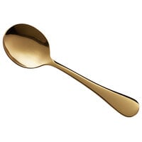 Acopa Vernon Gold 6 1/16" 18/0 Stainless Steel Heavy Weight Bouillon Spoon - 12/Case
