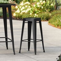 Lancaster Table & Seating Alloy Series Onyx Black Outdoor Backless Barstool