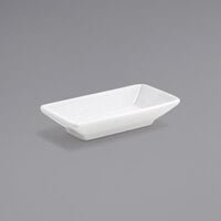 Front of the House DSD029WHP23 Kyoto 1 oz. Bright White Rectangular Porcelain Sauce Dish - 12/Case