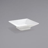 Front of the House DSD032WHP22 Kyoto 4 oz. Bright White Square Porcelain Footed Sauce Dish - 6/Case