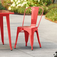 Lancaster Table & Seating Alloy Series Ruby Red Outdoor Cafe Chair
