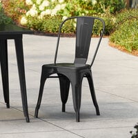 Lancaster Table & Seating Alloy Series Black Outdoor Cafe Chair