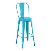 Lancaster Table & Seating Alloy Series Turquoise Outdoor Cafe Barstool