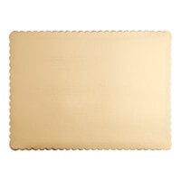 18 3/4" x 13 3/4" Gold Laminated Rectangular Corrugated 1/2 Sheet Cake Pad - 50/Bundle