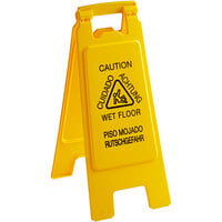 Carlisle 3690904 Flo-Pac 25" Yellow Multilingual Double-Sided Economy Wet Floor Sign - "Caution Wet Floor"