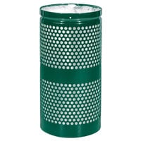 Ex-Cell Kaiser WR-10R HGR Landscape Series 10 Gallon Round Hunter Green Gloss Perforated Waste Receptacle