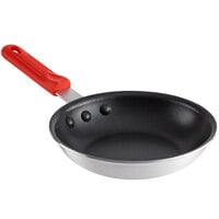 Choice 7" Aluminum Non-Stick Fry Pan with Red Silicone Handle