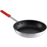 Choice 12" Aluminum Non-Stick Fry Pan with Red Silicone Handle
