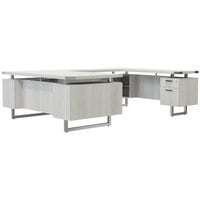 Safco MRUSBF7236WAH Mirella 72" x 98" White Ash U-Shaped Desk with 36" Deep Pedestal, 4 Storage Drawers, and 1 File Drawer