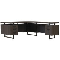 Safco MRLSBF7236STO Mirella 72" x 78" Southern Tobacco L-Shaped Desk with 36" Deep 4 Storage, and 1 File Drawer