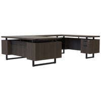 Safco MRUSBF7236STO Mirella 72" x 98" Southern Tobacco U-Shaped Desk with 36" Deep Pedestal, 4 Storage Drawers, and 1 File Drawer