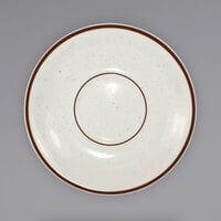 International Tableware GR-2 Granada 5 1/2" Ivory (American White) Brown Speckled Stoneware Saucer - 36/Case