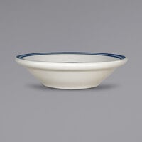 International Tableware CT-32 Catania 3.5 oz. Ivory (American White) Stoneware Fruit Bowl with Blue Bands - 36/Case