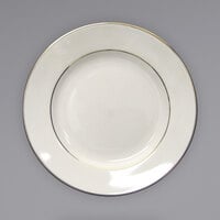 International Tableware FL-8GF Florentine 9" Gold Rim Ivory (American White) Stoneware Plate - 24/Case