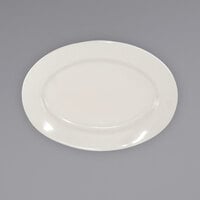 International Tableware RO-13 Roma 11 1/2" x 8 1/4" Ivory (American White) Wide Rim Rolled Edge Stoneware Platter - 12/Case