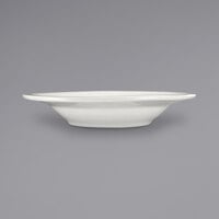 International Tableware AT-3 Athena 12 oz. Ivory (American White) Wide Rim Rolled Edge Embossed Stoneware Deep Rim Soup Bowl - 24/Case