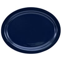 International Tableware CAN-13-CB Cancun 11 1/2" x 9 1/4" Cobalt Blue Stoneware Narrow Rim Platter - 12/Case
