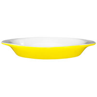 International Tableware WRO-8-EW-Y Cancun 8 oz. Yellow and White Two-Tone Stoneware Rarebit - 36/Case