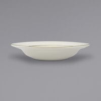 International Tableware FL-3GF Florentine 12 oz. Gold Rim Ivory (American White) Stoneware Deep Rim Soup Bowl - 24/Case