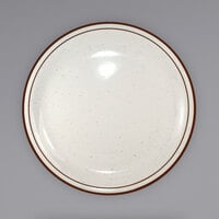 International Tableware GR-9 Granada 9 1/2" Ivory (American White) Brown Speckled Narrow Rim Stoneware Plate - 24/Case