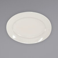 International Tableware RO-48 Roma 13 1/2" x 9 1/2" Ivory (American White) Wide Rim Rolled Edge Stoneware Platter - 12/Case