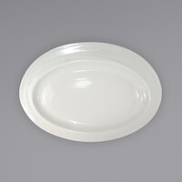 International Tableware NP-14 Newport 14 1/2" x 10 1/8" Ivory (American White) Embossed Stoneware Entree Platter - 12/Case