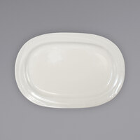 International Tableware NP-12 Newport 10 3/8" x 7 1/2" Ivory (American White) Embossed Stoneware Platter - 24/Case