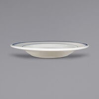 International Tableware CT-105 Catania 22 oz. Ivory (American White) Stoneware Pasta Bowl with Blue Bands - 12/Case