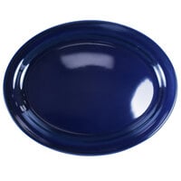 International Tableware CAN-12-CB Cancun 9 3/4" x 7 1/2" Cobalt Blue Stoneware Narrow Rim Platter - 24/Case