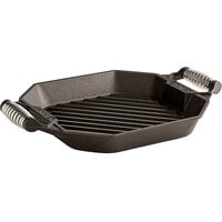 FINEX G12-10002 12" Octagonal Pre-Seasoned Cast Iron Grill Pan with Speed Cool Spring Handles