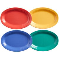 Elite Global Solutions B106OV-MIX Brazil 10" x 6 3/4" Assorted Colors Oval Melamine Platter - 12/Case