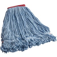 Carlisle Flo-Pac 369454B14 Blue Large Cotton Blend Looped End Wet Mop Head with 5" Red Headband