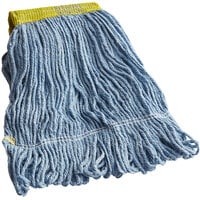 Carlisle Flo-Pac 369442B14 Blue Small Cotton Blend Looped End Wet Mop Head with 5" Yellow Headband