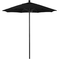 California Umbrella ALTO 758 SUNBRELLA 1A Venture 7 1/2' Round Push Lift Umbrella with 1 1/2" Black Aluminum Pole - Sunbrella 1A Canopy - Black Fabric