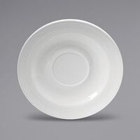Sant'Andrea Impressions by 1880 Hospitality R4010000500 6" Round Bright White Embossed Medium Rim Porcelain Saucer - 36/Case