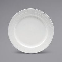 Sant'Andrea Impressions by 1880 Hospitality R4010000118 6 3/8" Round Bright White Embossed Medium Rim Porcelain Plate - 36/Case