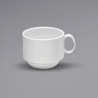 Sant'Andrea Impressions by 1880 Hospitality R4010000530 7 oz. Bright White Embossed Porcelain Stackable Cup - 36/Case