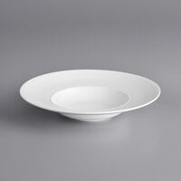 Acopa Liana 11 oz. Bright White Embossed Lines Wide Rim Porcelain Pasta Bowl - 12/Case