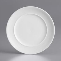 Acopa Liana 6" Bright White Embossed Lines Wide Rim Porcelain Plate - 36/Case