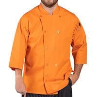 Uncommon Chef Epic 0975 Unisex Lightweight Carrot Customizable 3/4 Length Sleeve Chef Coat with Side Vents