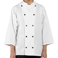 Uncommon Chef Epic 0975 Unisex Lightweight White Customizable 3/4 Length Sleeve Chef Coat with Side Vents