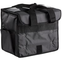American Metalcraft BLSB1512 Deluxe Black Polyester Sandwich / Take-Out Delivery Bag, 15" x 9" x 12"