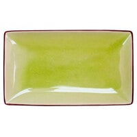 CAC 666-33-G 5" x 3 1/2" Japanese Style Rectangular Stoneware Plate - Black Non-Glare Glaze / Golden Green - 36/Case