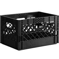 Black 24 Qt. Customizable Rectangular Milk Crate - 18 3/4" x 13" x 11"