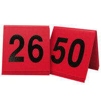 Cal-Mil 226-1 3" x 3" Red / Black Double-Sided Number Table Tents - 26 to 50