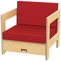 Jonti-Craft Baltic Birch 0376JC 19 1/2" x 20" x 20" Red Cushion Children's Wood Living Room Chair
